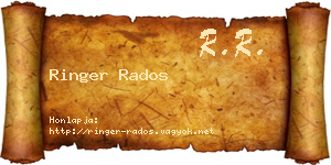 Ringer Rados névjegykártya